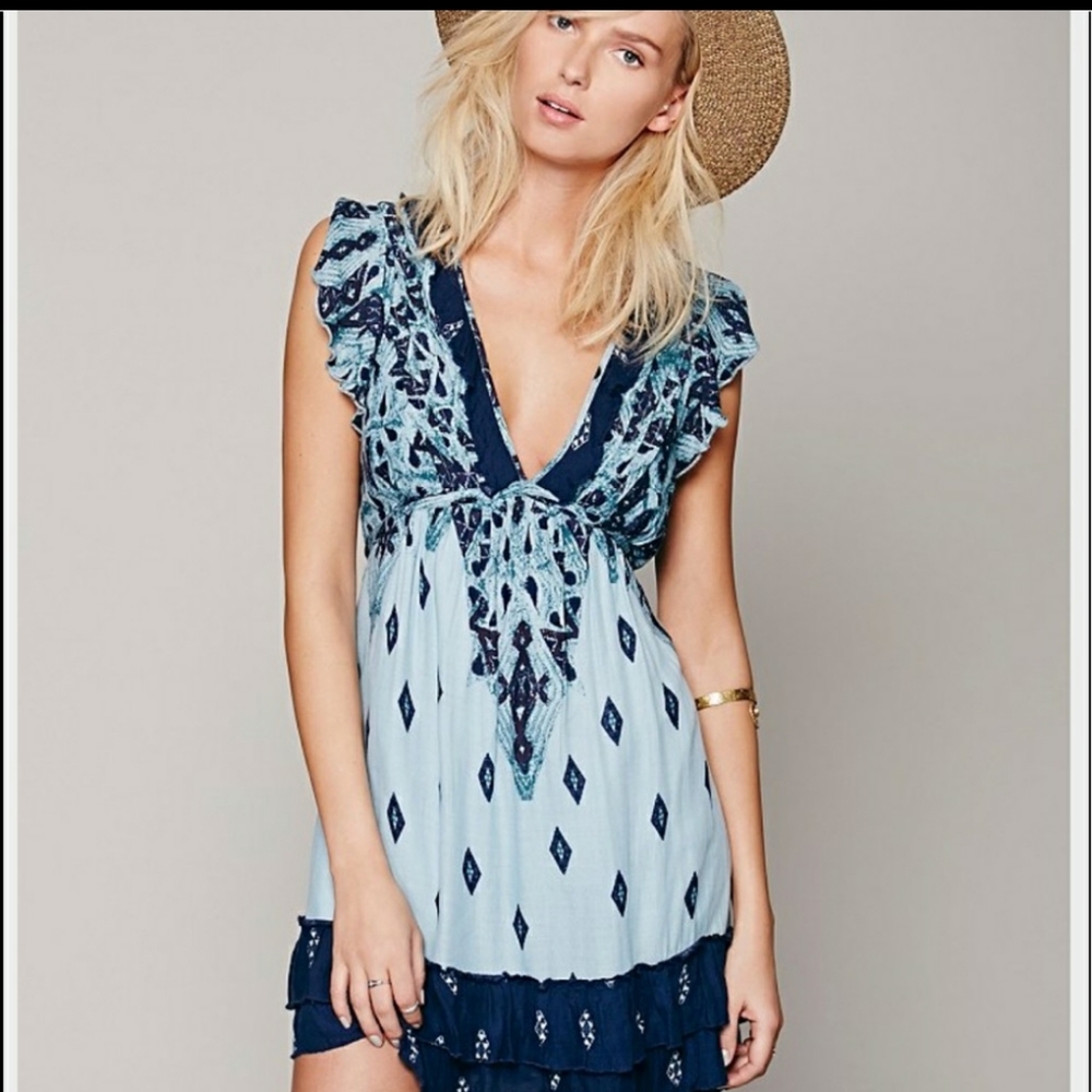 Free People Geo Print Ruffle Dress